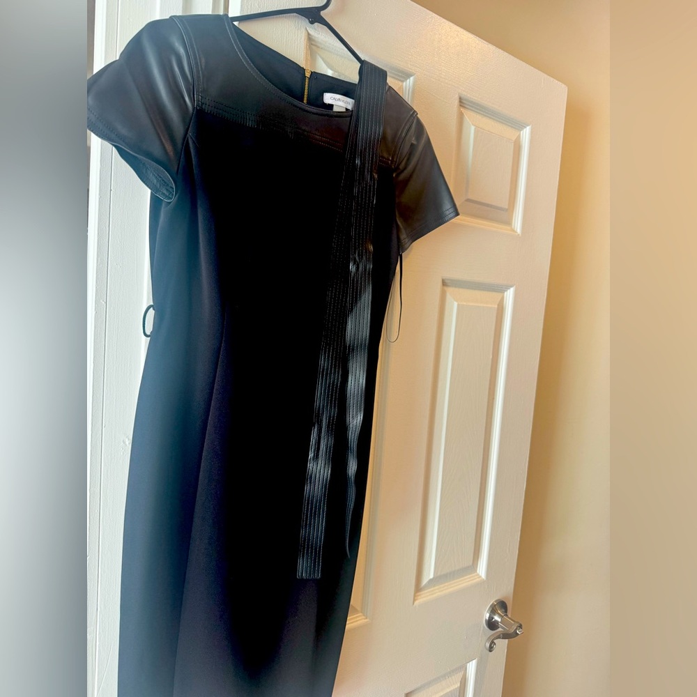Calvin Klein midi dress with leather details
